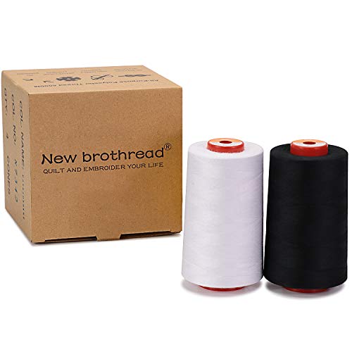 New brothread 2 Large Cones All Purpose Polyester Thread -1White 1Black - color: 1White+1Black