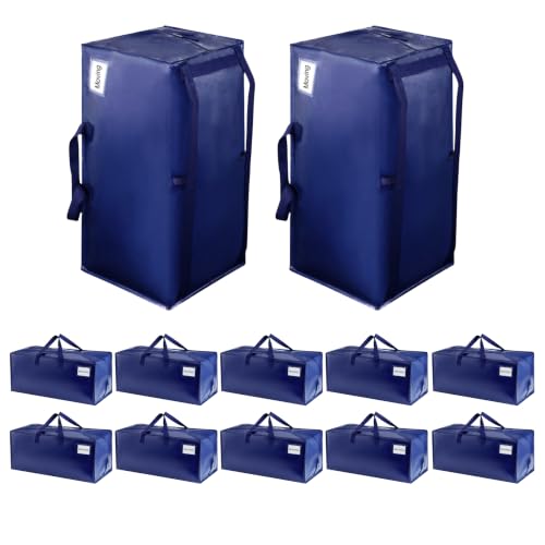 VENO 16 Pack Moving Bags w/Backpack Straps, Heavy Duty, Moving Boxes Alternative, Packing Supplies, Large Storage Totes for Dorm Room Essentials with Zipper for Clothes (Blue, 16 Pack) - color: Blue, size: 16 Pack