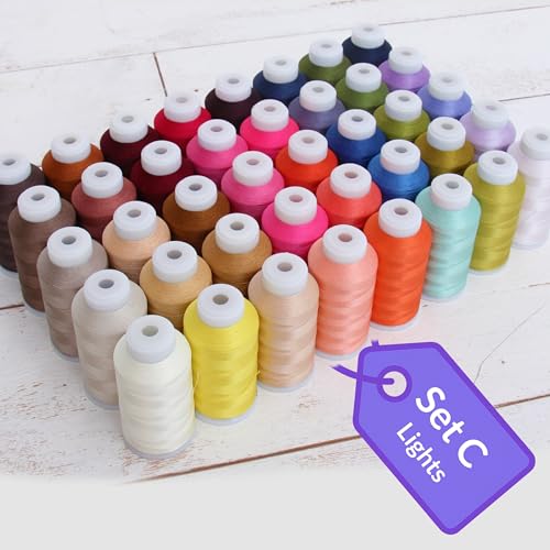 40 Color Set ThreadArt Machine Embroidery Thread, 1000M, Pastel - color: SET C - 40 LIGHTS