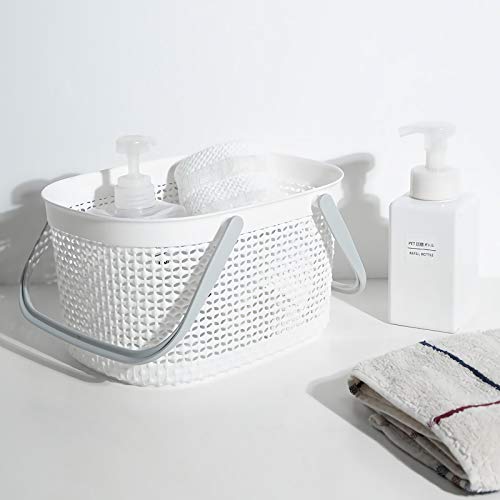 rejomiik Portable Plastic Shower Caddy Basket with Handles, White - color: White, size: 1 pack