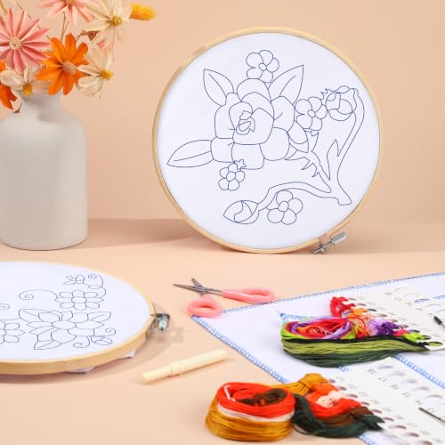 Tioncy 8 Sets Mexican Floral Embroidery Napkins DIY Craft Kit - style: Floral