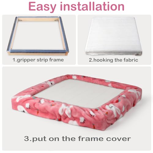 JQSH Gripper Strip Frame, Rug Hooking Frame, Punch Needle Frame, Cross Stitch Hoop, with Frame Flannel Cover (9.8*9.8 inch)