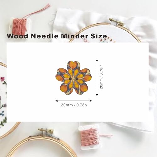 4 Pieces Wooden Mini Floret Needle Minder for Cross Stitch,Needle Minder Magnet-Embroidery Needlework Accessories(S, 0.78in) - size: Small size