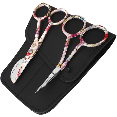 Applique Embroidery Scissors Set - Duckbill & Needlepoint, 4.5", Floral - color: Floral