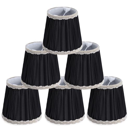 Fuloon Chandelier Lamp Shades, Clip on Small Sconce Lamp Shades, Suit for Candelabra Bulbs in Modern/European/French Country/Farmhouse Decoration, 3.5x4.3x4.9 in(6 Pack, Chiffon Black) - color: Chiffon Black, size: 6 Pack