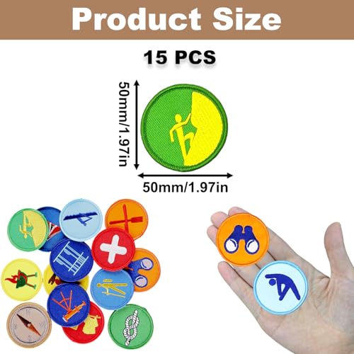 15PCS Outdoor Iron On Patches, Camping Hiking Appliques for DIY Crafts - color: Outdoor Themed