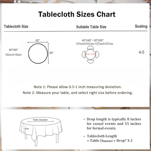 Joyfol Day Rustic Round Table Cloth, Heavy Duty Linen Florals Embroidery Tablecloths, Farmhouse Waterproof Tablecloth, Wrinkle Free Table Cover with Tassels, Coffee Berry, 55 inch - color: Coffee Berry, size: 55" (Round)