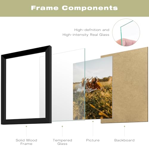 Frametory 8.5x11 Picture Frame Black,Solid Wood&Tempered Glass,Fit 8.5x11 - size: 8.5x11 (2 Pack)