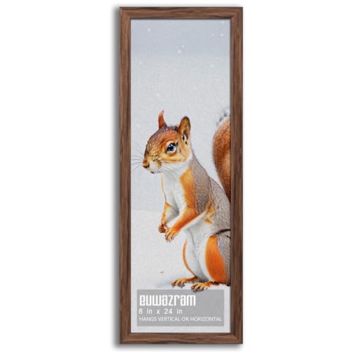 Rustic Walnut 8x24 Frame - Single Frame, 8 x 24 Poster Frame for Artwork, Puzzles, Photos and Movie Posters Picture Frames - size: 8" x 24"