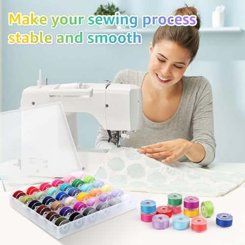 36Pcs Bobbins and Sewing Threads Prewound Bobbins with Case, Needle and Threader for Babylock Singer Janome Brother Multiple Sewing Machine, Standard Size and Assorted Colors