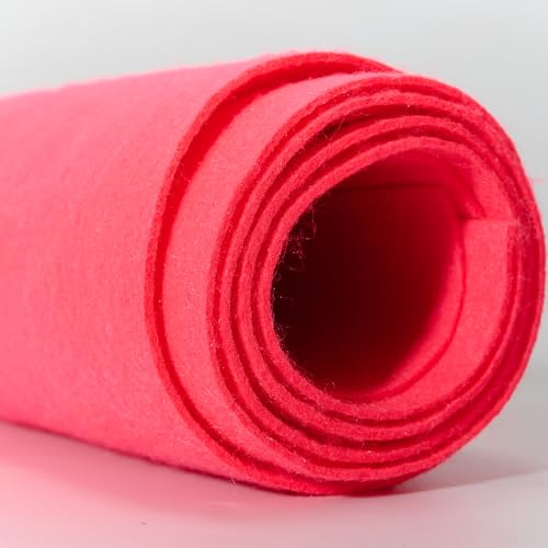 Soft Felt Fabric Sheets 1.6mm Thick Sewing Patwork Material Large Craft Felt Roll Fabric by The Yard (Hot Pink, 18"X 36" Inches) - color: Hot Pink, size: 18"X 36" Inches