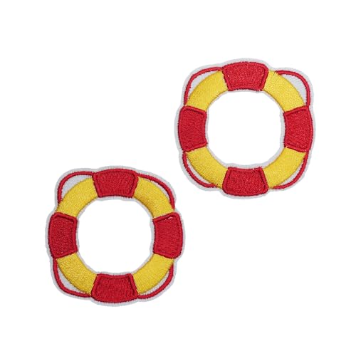 Two Yellow Swimming Ring Embroidery Patches - style: 2pcs Square Swimming Ring Patches