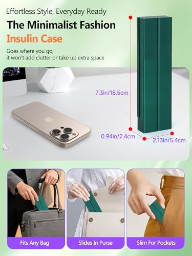 Leng Ke Insulin Cooler Travel Case - Insulin Pens Holder Compatible with Ozempic Pen Fridge Travel Case, Diabetic Pen Storage for Insulin Pens & Needles,Compact & Leak-Proof (Dark Green) - color: Dark Green