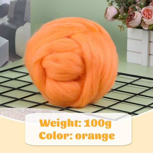 3.53oz Needle Felting Wool Roving Wool for Felting Wool Felting Supplies - color: dark orange