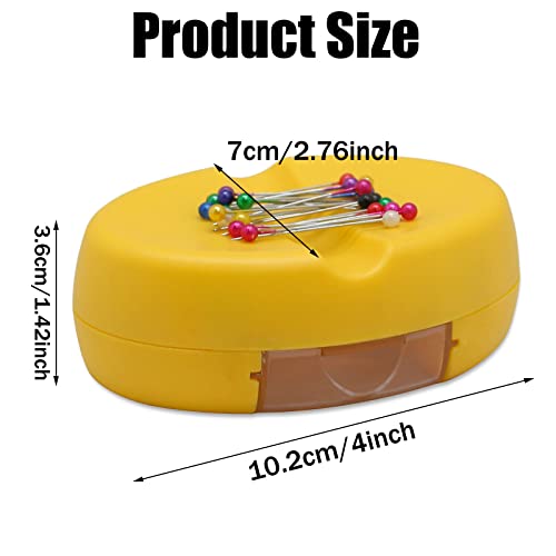 YEQIN Magnetic Sewing Pincushion with 15 Plastic Head Pins, Magnetic Pins Holder for Sewing Quilting, Pins, Paper Clips, Screws (Yellow) - color: Yellow