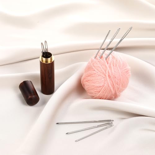 15 Pcs Large-Eye BluntTip Needles and 1 Pcs Wooden Box Stainless Steel Yarn Needle 3 Sizes Needlepoint Needles Tapestry Needle for Crochet Darning Embroidery Projects