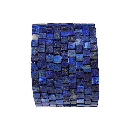 BEADIA Natural Lapis Lazuli Square Stone Beads 4x4mm 85pcs Cube Loose Semi Gemstone Beads for Jewelry Making Design - color: Lapis Lazuli