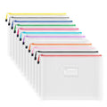 Plastic Mesh Zipper Pouch, 12Pcs Zipper File Bags with Label Pocket, Game Boards Storage Bags, Waterproof Document Storage Bags for Office Home Travel Cosmetic (B4 Size 15x11 in) - size: B4 Size 15x11 in