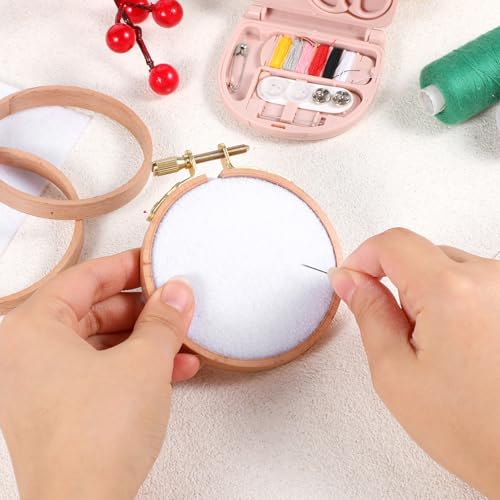 3 Inch Embroidery Hoop, 2 Pieces Beech Wood Small Embroidery Hoops Round Cross Stitch Hoop Ring Embroidery Frames for Art Craft Sewing, Home Ornaments, Christmas Decoration - size: 3 inch