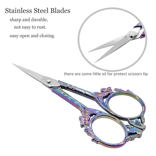 Retro Embroidery Sewing Scissors with Case Small Size Crafting Cross Stitch Accessory - size: 4.5 Inch, style: Style CC1702F
