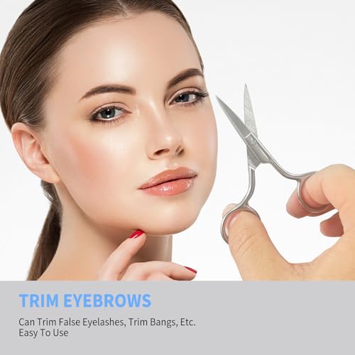Eyebrow Scissors, Precision Grooming Shears, Nose Hair Trimmer - Professional Stainless Steel Fine Tip for Beard, Mustache, Eyelashes, Cuticles- ASONTAO (1Pcs Eyebrow Scissors) - size: 1Pcs Eyebrow Scissors