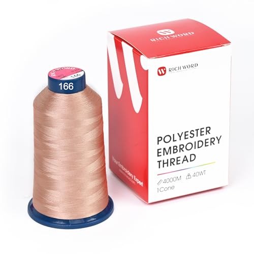 Poolin Polyester Machine Embroidery Thread 4000M 40WT Nude Beige 0166 - color: Nude Beige 0166