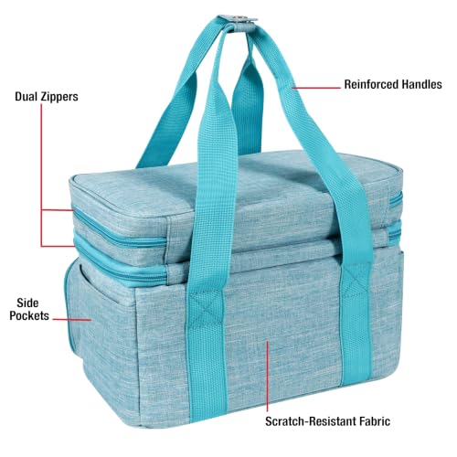 SINGER Portable Sewing Storage Organizer Bag, 18 Compartments, Carry-All - color: Teal