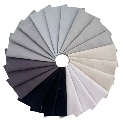 Gray Solid Cotton Fabric Charm Pack 5" x 5" Precut Quilt Squares, 42 Pcs (7 Shades x 6 Each), Neutral Quilting Fabric for Patchwork Sewing Crafts - color: Gray, size: 5 inch x 5 inch