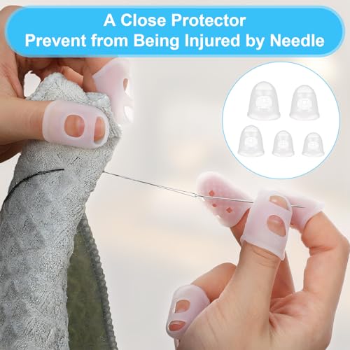 Piriuuo 50 Pcs Guitar Finger Covers, Silicone Finger Tip Protectors Anti-Slip & Breathable Silicone Guitar Fingers Guards for Guitars Playing, Ukulele Bass, and Sewing (5 Sizes, White)