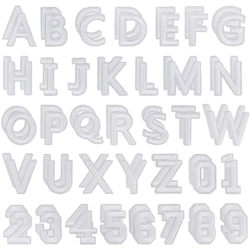 72 Pcs Iron On Letters & Numbers Patches for Tote Bags Hats Clothing White - color: White, size: Letters & Numbers