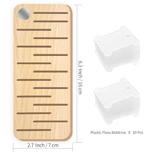 HAND U JOURNEY Beech Wood Floss Organizer with 20 Bobbins - size: 1 Pc