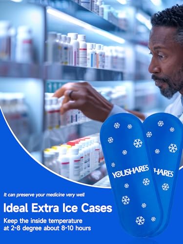 YOUSHARES Mini Ice Packs - Reusable, Thickened & Leak-proof Ice Pack for Insulin & Peptide Cooler Travel Case, TSA Approved Ice Packs Suitable for Most Insulated Medication Travel Bag (4 Packs) - color: Z4_ICE Blue