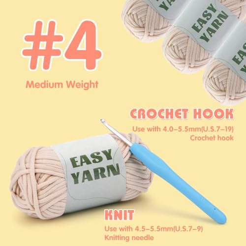 UzecPk 4 * 50g/1.76oz Crochet Yarn, 4 * 87yds Beige Beginner Crochet Yarn - color: Beige