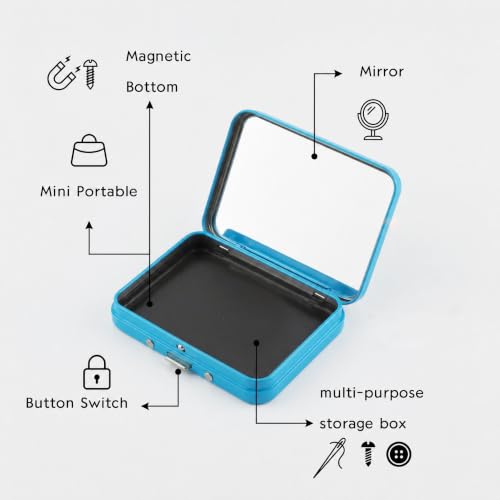 2Pcs Magnetic Needle Holder Case, Built-in Magnet Storage Box for Sewing Craft Knitting Embroidery Organizers, Secures Needles Pins Needlepoint Scissors Under 3.2inch/8.1cm(Blue) - color: Blue