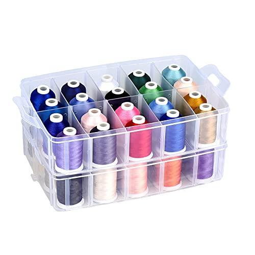 Simthread 2-Layer Thread Organizer Box for 40 Small Spools Clear - size: 2 Layers Case