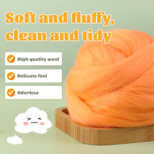 3.53oz Needle Felting Wool Roving Wool for Felting Wool Felting Supplies - color: dark orange
