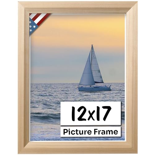 Unfinished Raw Wood 12x17 Picture Frame Beveled .84" Inch Wide - Unfinished Raw Wood Wall Decor Handmade Solid Wood Frames with Preinstalled Hangers and UV Blocking Plexiglass 17x12 Frame - color: Unfinished, size: 12x17