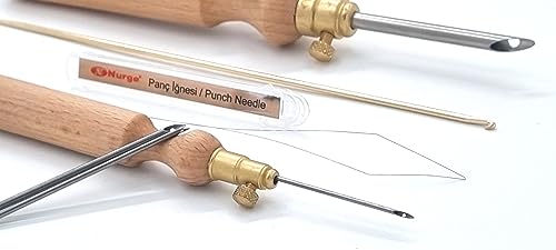 Nurge Premium Quality Punch Needle Kit, 3mm-4mm-5mm,1.2 mm - 1.6 mm - 2.2 mm Metal Tubes and Wooden Handle Punch Needle Kits for Adult Beginner, Embroidery Weaving Tools for Thread (Sets) - color: Punch Needle Sets