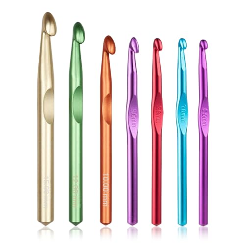Large Crochet Hooks,15mm 12mm 10mm 9mm 8mm 7mm 6.5mm Crochet Hooks for Chunky Yarn - color: Red