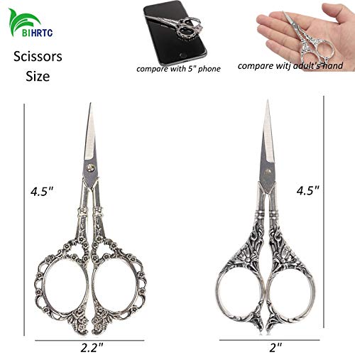 BIHRTC 4.5 Inch Stainless Steel Silver Sewing Shears Embroidery Scissors - color: Silver, size: 4.5 inch