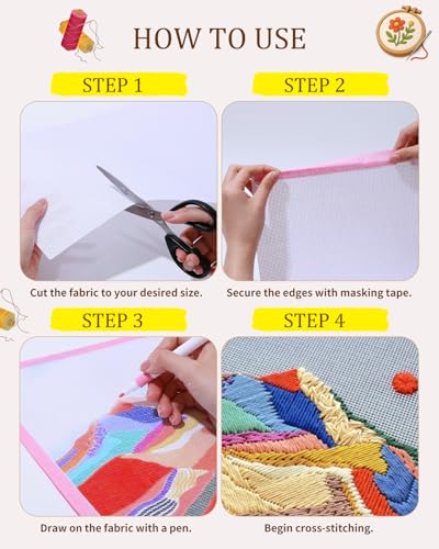 Zplontya 18PCS Needlepoint Blank Canvas Kits 18 Mesh Needlepoint Canvas