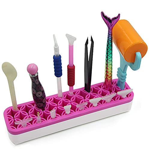 Brush Storage Box Sew Desktop Organizers Diamond Painting Pen Holder Sewing Craft Tool Holder, Rose Red