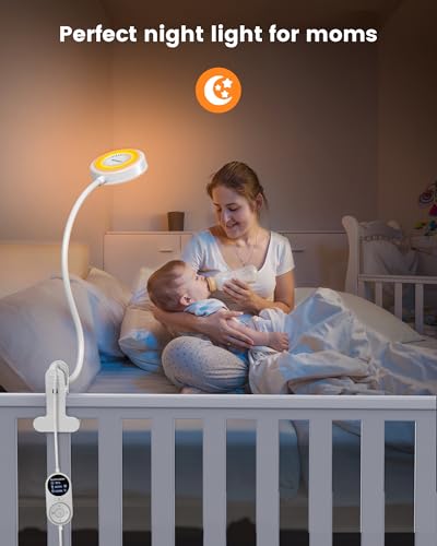 Glocusent 72 LED Clip on Lamp, Dorm Desk Lamp with 1700K Amber Night Light - color: White