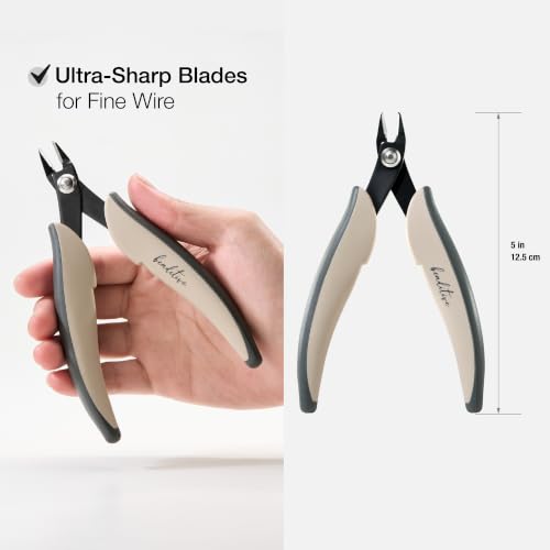 Beaditive Micro Wire Cutter – Natural Cream Flush Cutter for Beading, Jewelry Making & Crafting – Precision 5” High Carbon Steel with Ergonomic TPR Grip