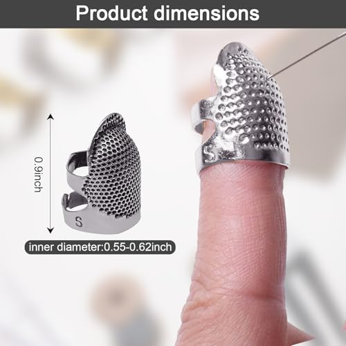 1 Pcs Adjustable Metal Sewing Thimble Finger Protector Open Top Ring Thimble Fingertip Shield for Quilting Embroidery Hand Sewing Tool(Silver, S) - color: Silver|S