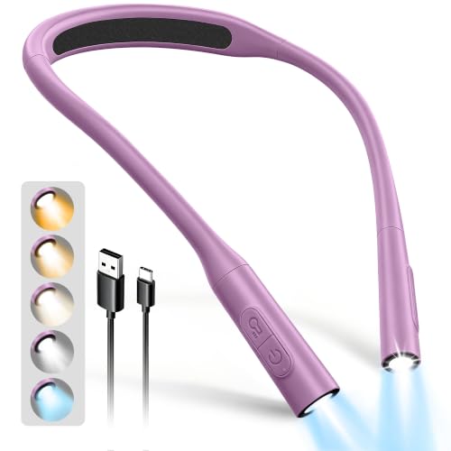 Glocusent Neck Book Light, Rechargeable Neck Lights for Crafts Reading - color: Purple