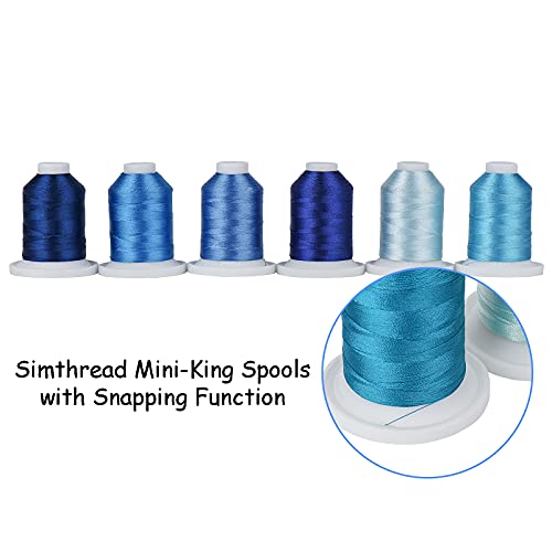 Simthread Embroidery Thread with Storage Box - 800 Yards/Spools - color: Blue Colors