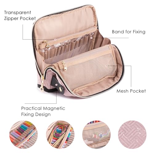 MYBAGZING Ergonomic Crochet Hook Set with Case 14 Sizes 2mm-10mmCrochet Kit - color: Pink, size: Case (14 Crochet Hooks)