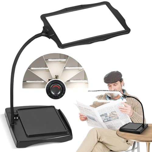 Magnifying Glass with Light and Stand 50 Ultra-Bright LEDs Large Magnifying Lamp 360° Flexible Gooseneck Magnifying Glass with Stand Hands Free Magnifier Glasses for Sewing Reading Crafts Seniors