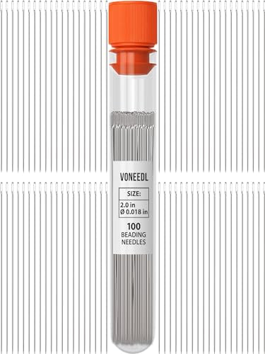 VONEEDL Premium Size 10 Beading Needles Pack - 100 pcs, 0.45 mm Diameter, 2-Inch Length, Includes Convenient Storage Tube - size: Size 10